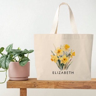 Grand Tote Bag Mars Mois de naissance Fleur cadeau personnalisé p
