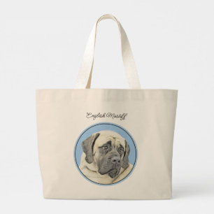 Grand Tote Bag Mastiff anglais Peinture Fawn Original Pet Dog Art