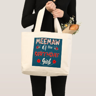 Grand Tote Bag Meemaw De La Famille D'Anniversaire Ladybug