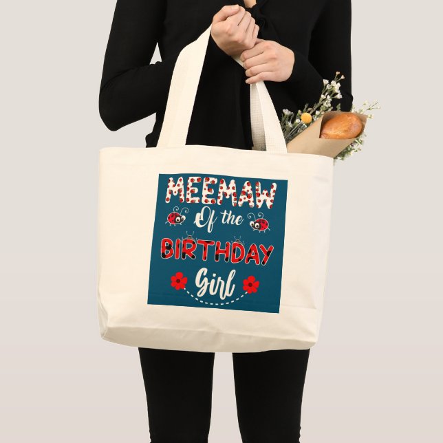 Grand Tote Bag Meemaw De La Famille D'Anniversaire Ladybug (Devant (produit))