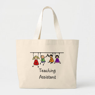 Grand Tote Bag Meilleur assistant pédagogique du monde avec dessi
