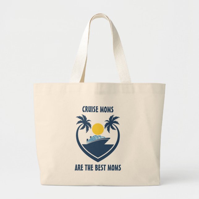 Grand Tote Bag Meilleur Bateau Moms Tropical Palm Trees (Devant)