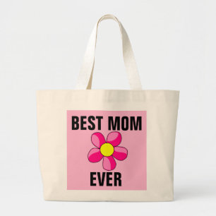 GRAND TOTE BAG MEILLEUR MOM JAMAIS FLEURS ROSE FOURRE-TOUT