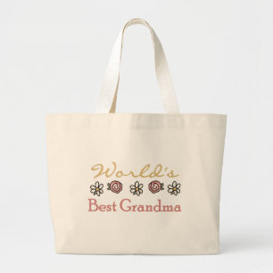 Grand Tote Bag Meilleure grand-mère du monde Rose