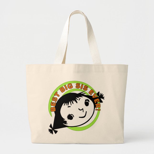 Grand Tote Bag Meilleure grande soeur jamais rétro (Devant)