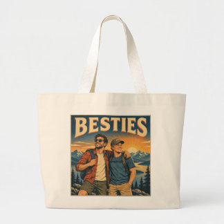 Grand Tote Bag Meilleures amies Deux hommes en randonnée