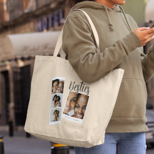 Grand Tote Bag Meilleures amies pour un collage photo personnalis