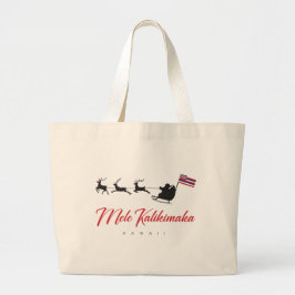 Grand Tote Bag Mele Kalikimaka Christmas Santa with Hawaiian flag
