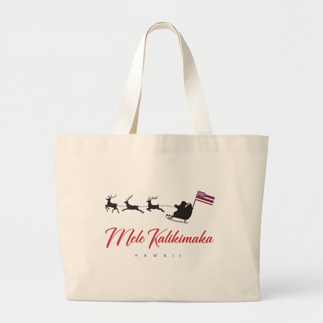 Grand Tote Bag Mele Kalikimaka Christmas Santa with Hawaiian flag (Devant)