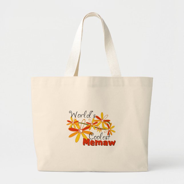 Grand Tote Bag Memaw le plus frais du monde floral (Devant)