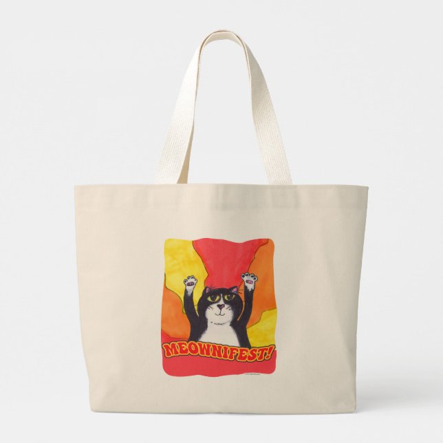 Grand Tote Bag Meownifest Epic Chat Louer le Cool Slogan Art (Dos)