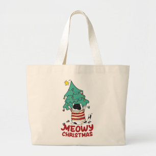 Grand Tote Bag Meowy Christmas Funny Amoureux des chats