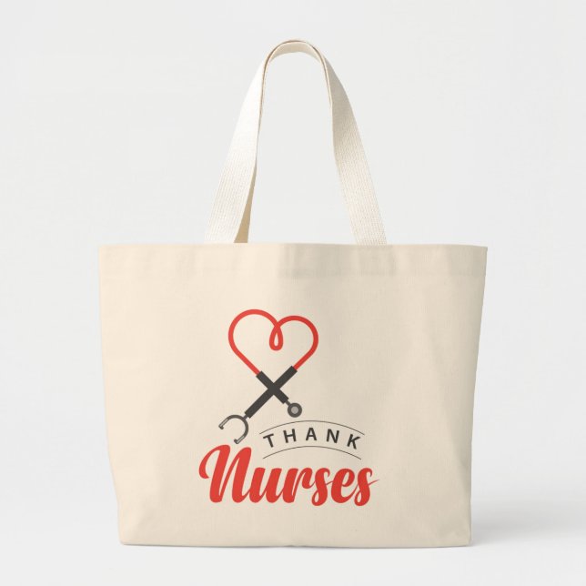 Grand Tote Bag Merci aux infirmières (Devant)