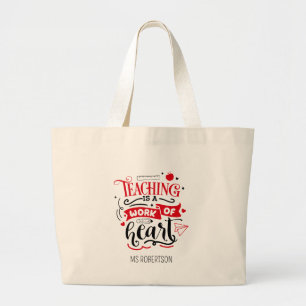 Grand Tote Bag Merci de professeur de typographie moderne personn