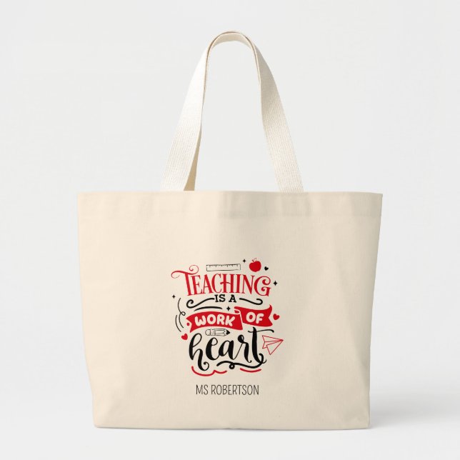 Grand Tote Bag Merci de professeur de typographie moderne personn (Devant)