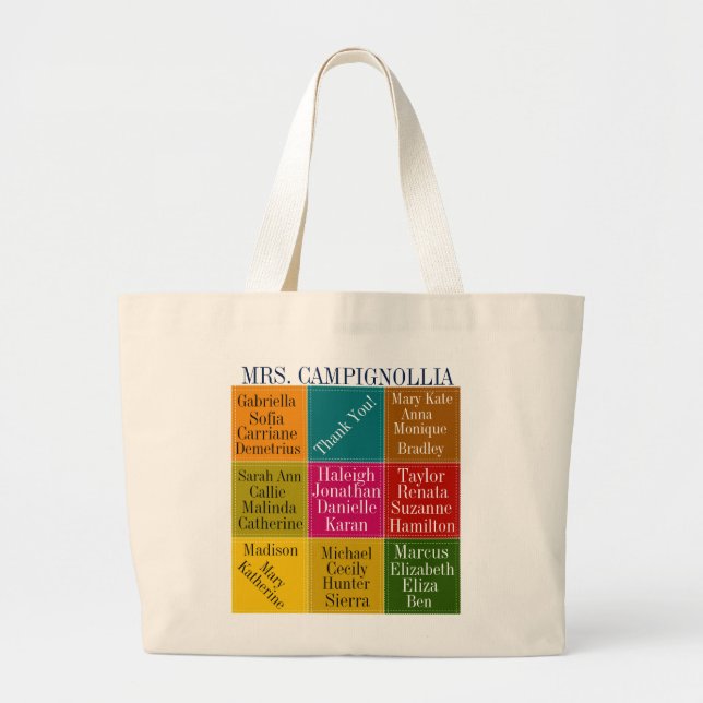 Grand Tote Bag Merci enseignant de classe Fourre-tout (Devant)