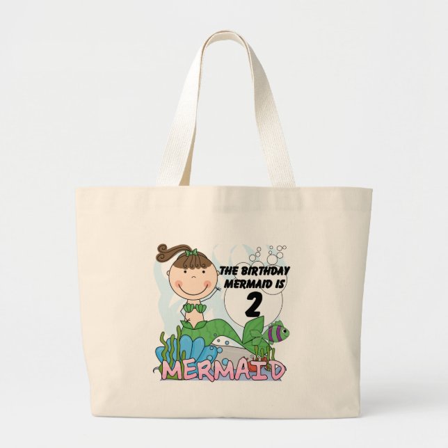 Grand Tote Bag Mermaid 2e Anniversaire Tshirts et cadeaux (Devant)
