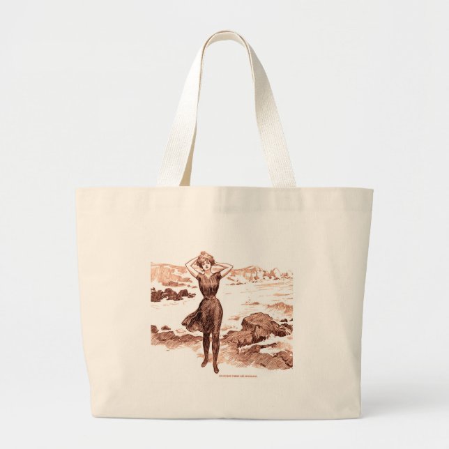 Grand Tote Bag Mermaid Beach Gibson Girl Victorian Antique (Devant)