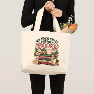Grand Tote Bag Mes livres de soutien émotionnel Amateur de livres