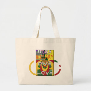 Grand Tote Bag Message d'amour dans les couleurs de Rasta Imprime
