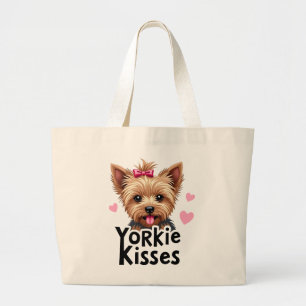 Grand Tote Bag Mignon chiot Yorkshire Terrier Yorkie bisous