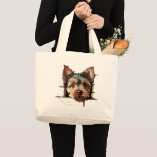 Grand Tote Bag Mignonne et drôle visage de chiot