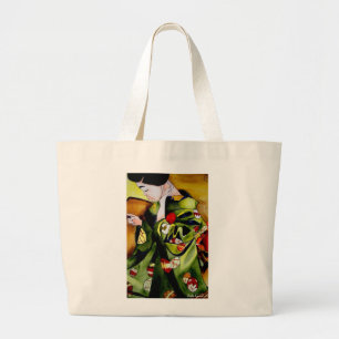Grand Tote Bag Mignonne geisha japonaise art original aquarelle