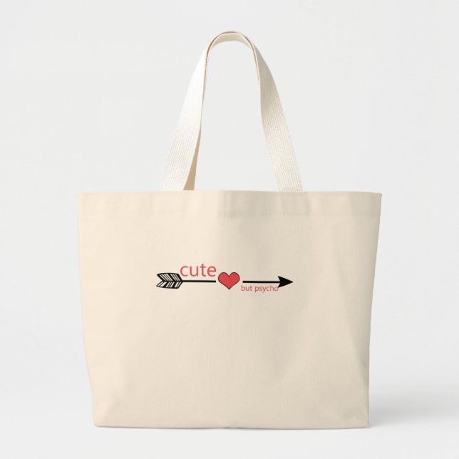 Grand Tote Bag Mignonne mais Psycho Flèche noire Coeur rouge (Devant)