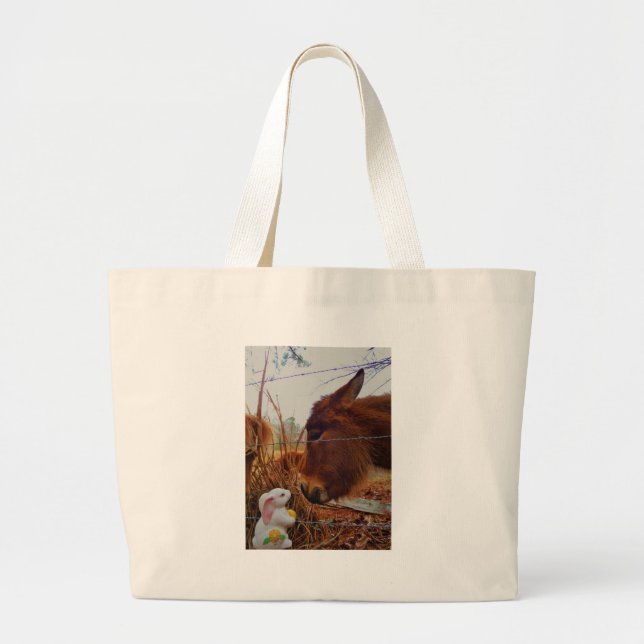 Grand Tote Bag Miniature cheval Brown et lapin de Pâques (Devant)