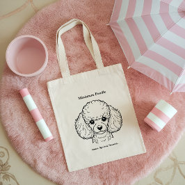 Grand Tote Bag Miniature Poodle Portrait Black Line Illustration