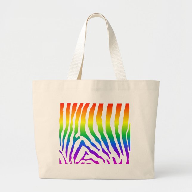 Grand Tote Bag Modèle Rainbow Zebra (Devant)
