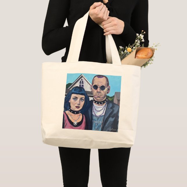 Grand Tote Bag Modern American Gothic  Art- Grant Woods Inspired (Devant (produit))