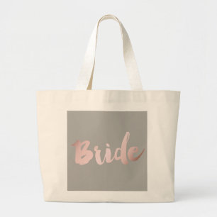 Grand Tote Bag moderne élégant faux rose or "mariée"
