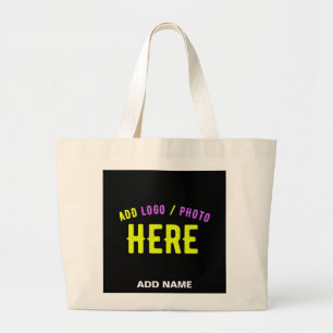 GRAND TOTE BAG MODERNE ET MODERNE PERSONNALISABLE NOIR VÉRIFIÉ