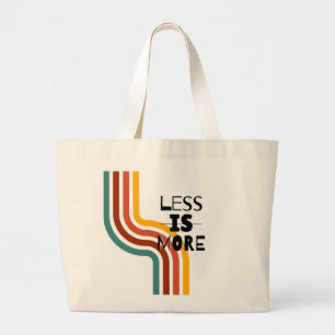 Grand Tote Bag « Moins c'est Mieux » Minimaliste à rayures Rétro
