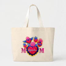 Mom corazones mexicanos Nombre editable