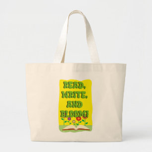 Grand Tote Bag Moment de lire écrire fleurir Cool Bookworm 
