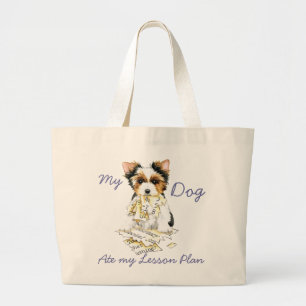 Grand Tote Bag Mon Biewer Terrier Ate Mon Plan De Leçon