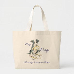 Grand Tote Bag Mon pitbull a mangé mon plan de cours