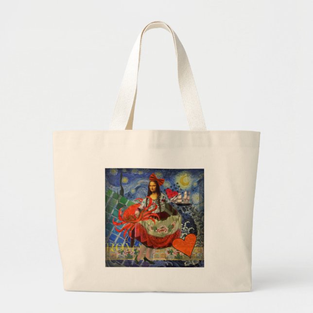 Grand Tote Bag Mona Lisa et Crab (Devant)