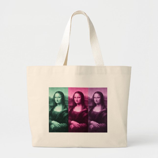 Grand Tote Bag Mona Lisa Rose vert violet (Devant)