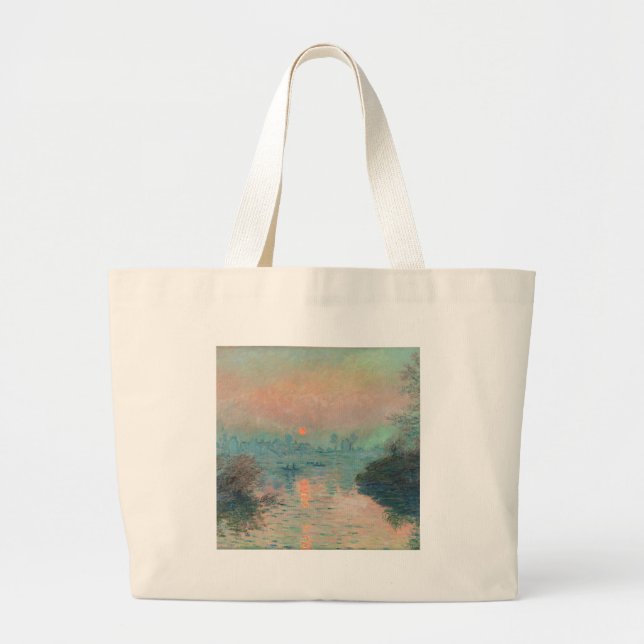 Grand Tote Bag Monet Sunset Seine Beaux-Art Impressionnisme (Devant)