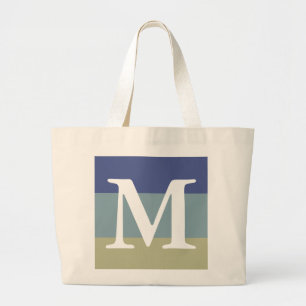 Grand Tote Bag Monogramme de la palette de couleurs rayées bleu f