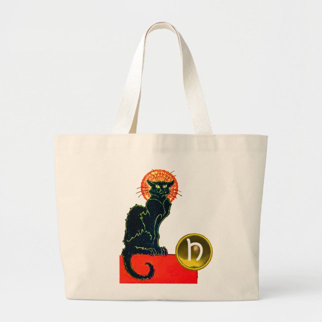 GRAND TOTE BAG MONOGRAMME DU PARTI NOIR CAT HALLOWEEN (Devant)