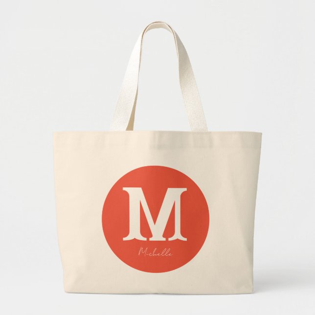 Grand Tote Bag Monogramme minimal coucher de soleil (Devant)