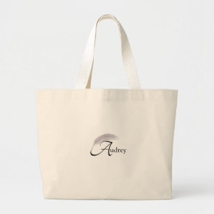 Grand Tote Bag Monogramme Nom Personnalisé Angel Plume Lettre A