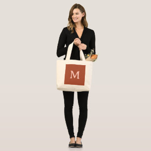 Grand Tote Bag Monogramme personnalisé orange brûlé