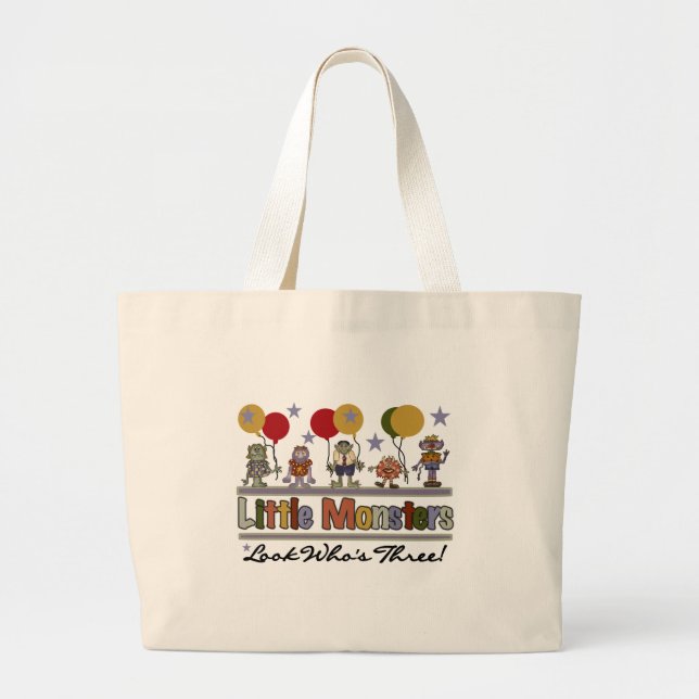 Grand Tote Bag Monster 3ème anniversaire Tshirts et cadeaux (Devant)