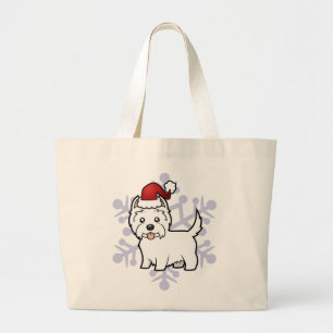 Grand Tote Bag Montagne Terrier blanc occidentale de Noël