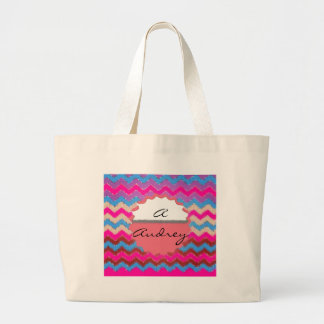 Grand Tote Bag Motif Bureau Parti Paix Chevrons Monogramme
